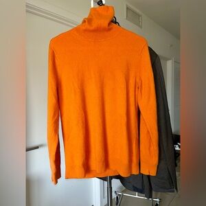 Long Sleeve Neon Orange Wool Cashmere Turtleneck